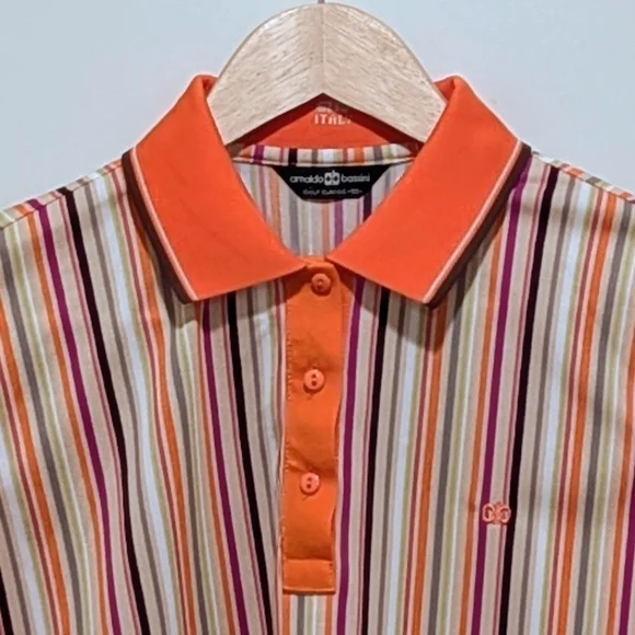 EUC Arnaldo Bassini Italy L Bright Coloured Knit Golf Shirt - SEE SIZE NOTES - Picture 2 of 5